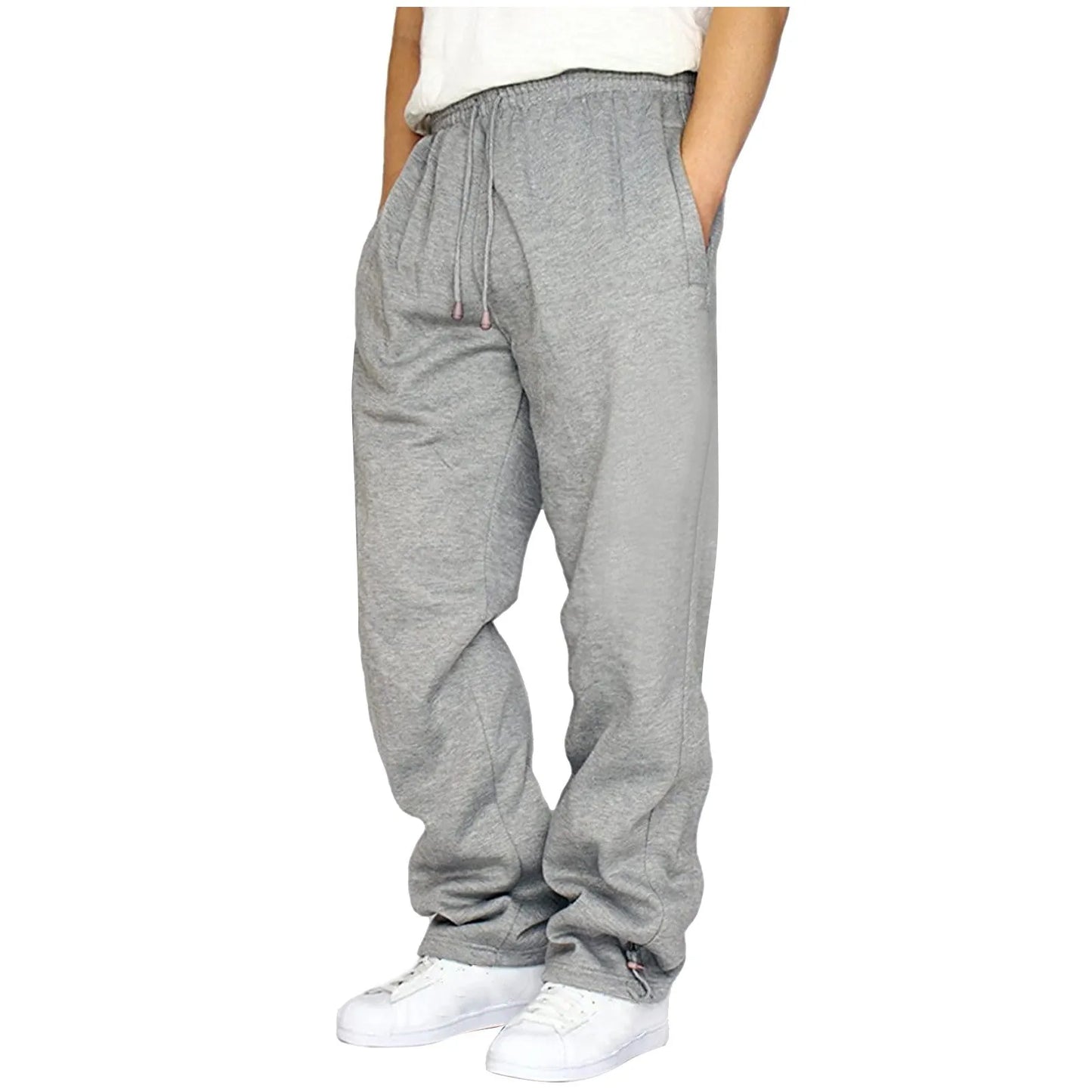 Black Plain Sweatpants Straight Leisure Workout Trousers Bottoms Baggy Men'S Autumn Winter Trousers Sportswear Pantalones