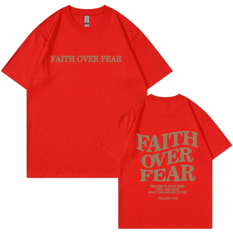 T shirt Men Hip Hop Faith Over Fear Print Cotton T Shirt Streetwear Harajuku Summer Unisex Short Sleeve T-Shirt Women Tops Tees