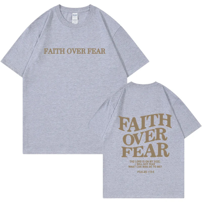 T shirt Men Hip Hop Faith Over Fear Print Cotton T Shirt Streetwear Harajuku Summer Unisex Short Sleeve T-Shirt Women Tops Tees