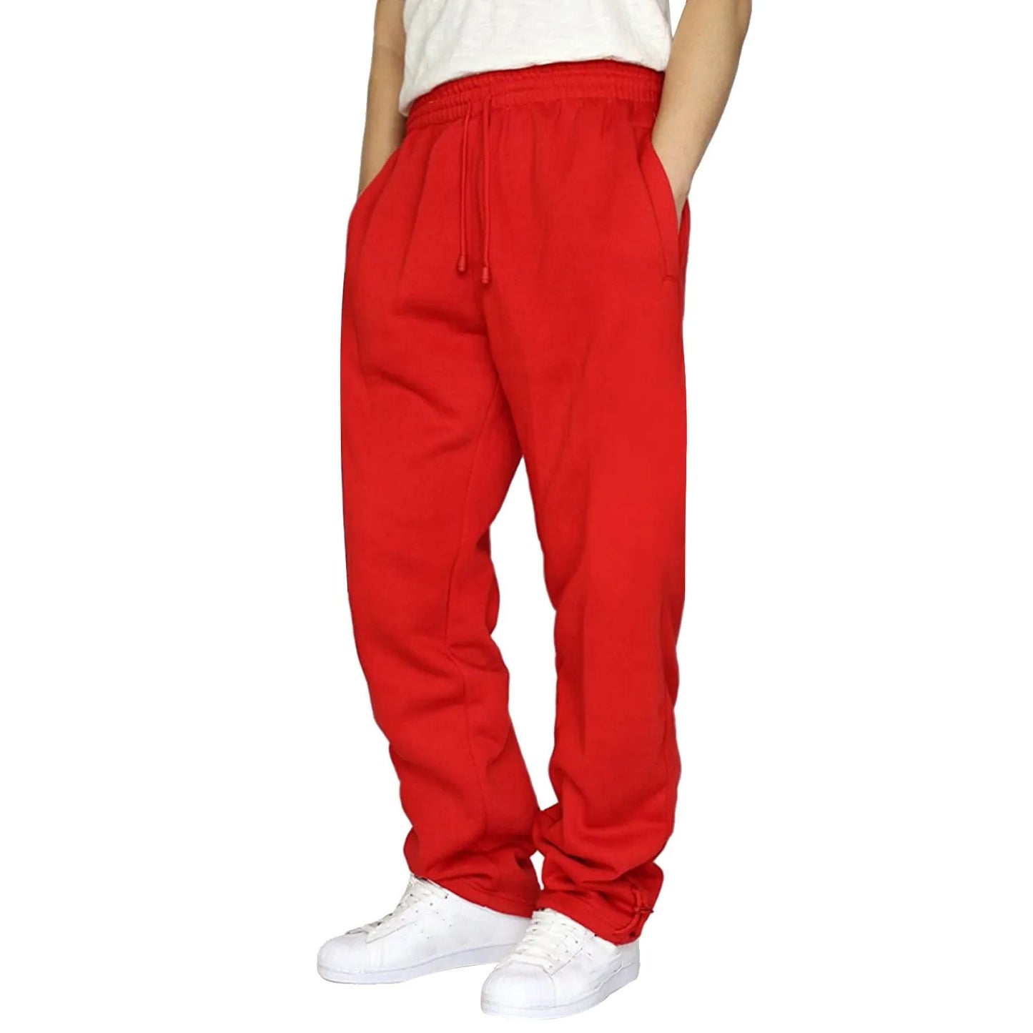 Black Plain Sweatpants Straight Leisure Workout Trousers Bottoms Baggy Men'S Autumn Winter Trousers Sportswear Pantalones