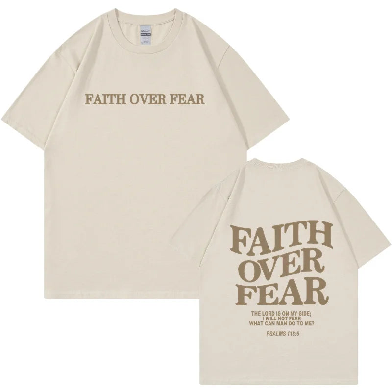 T shirt Men Hip Hop Faith Over Fear Print Cotton T Shirt Streetwear Harajuku Summer Unisex Short Sleeve T-Shirt Women Tops Tees