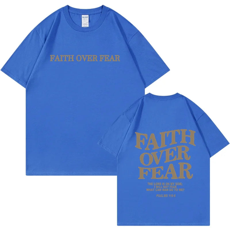 T shirt Men Hip Hop Faith Over Fear Print Cotton T Shirt Streetwear Harajuku Summer Unisex Short Sleeve T-Shirt Women Tops Tees